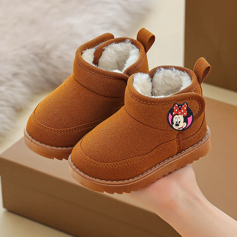 

Disney Mickey Mouse Autumn Winter Warm Cotton Boots Boy Girl Baby Boots Children Casual shoes Soft Sole Non-slip Short Boots