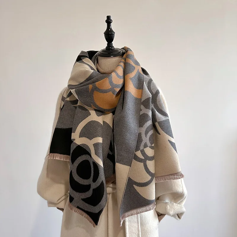 Bufanda de Cachemira de invierno para mujer, manta gruesa y cálida, chal de calidad de lujo para mujer, Bufanda 2025, Poncho Echarpe Pashmina