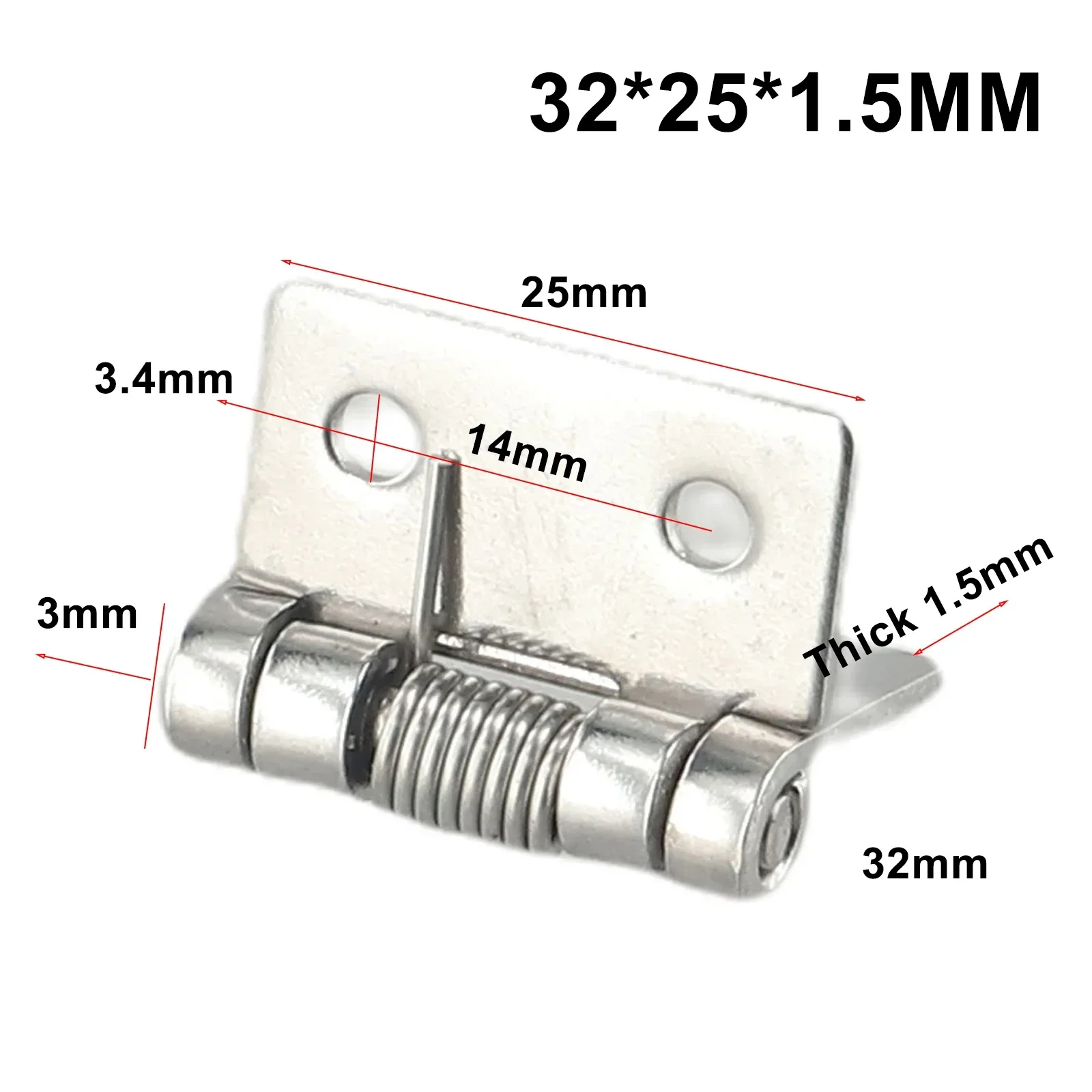 2pcs 1/1.5/2/2.5/3/4inch Self Closing Spring Door Hinge For Cabinets Jewelry Boxes Stainless Steel Household Hardware Accessorie