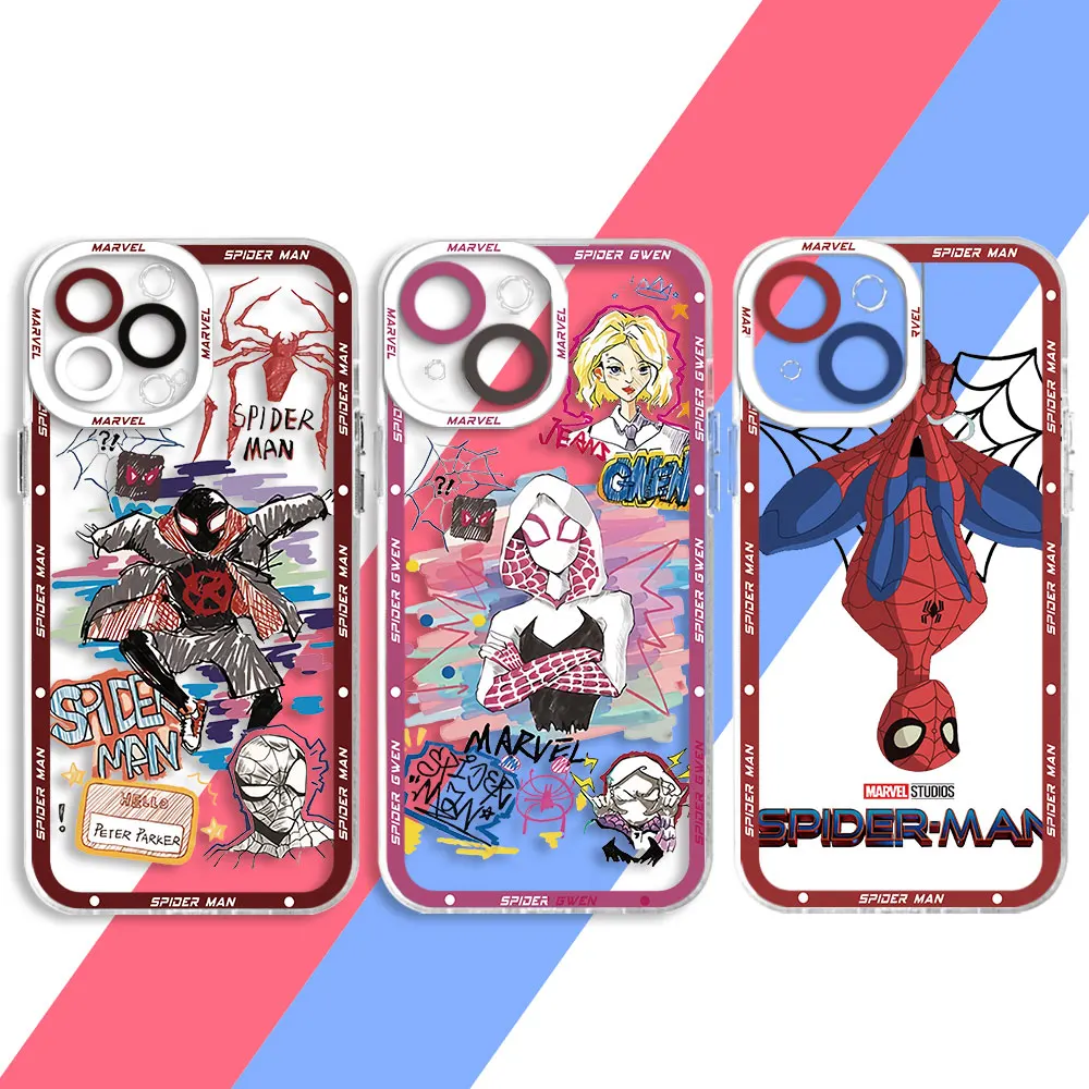 Case for Xiaomi Redmi 10A 9 10 9T 13C 12C 10C 9C 12 9A Marvel Spider man Gwen Transparent Soft Luxury Cover