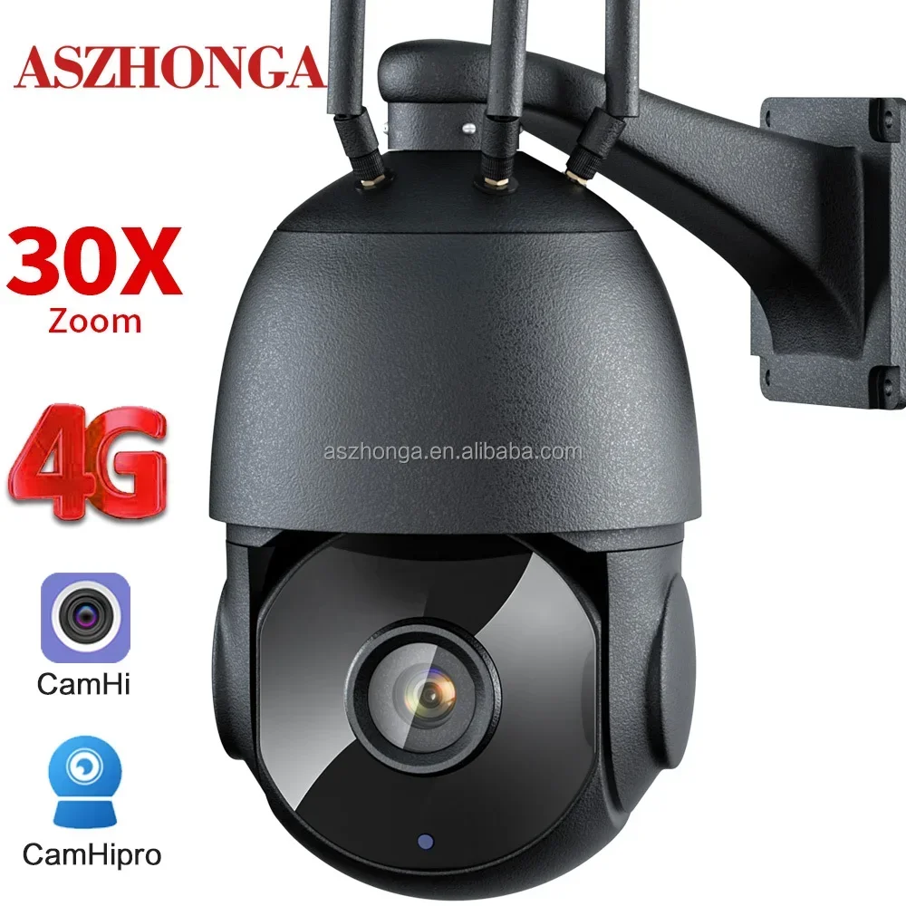 Telecamera IP esterna 5MP 4G Sim Card WIFI AI Tracciamento automatico Zoom 30X Wireless PTZ Speed Dome Telecamera CCTV Audio bidirezionale IR 80m Camhi