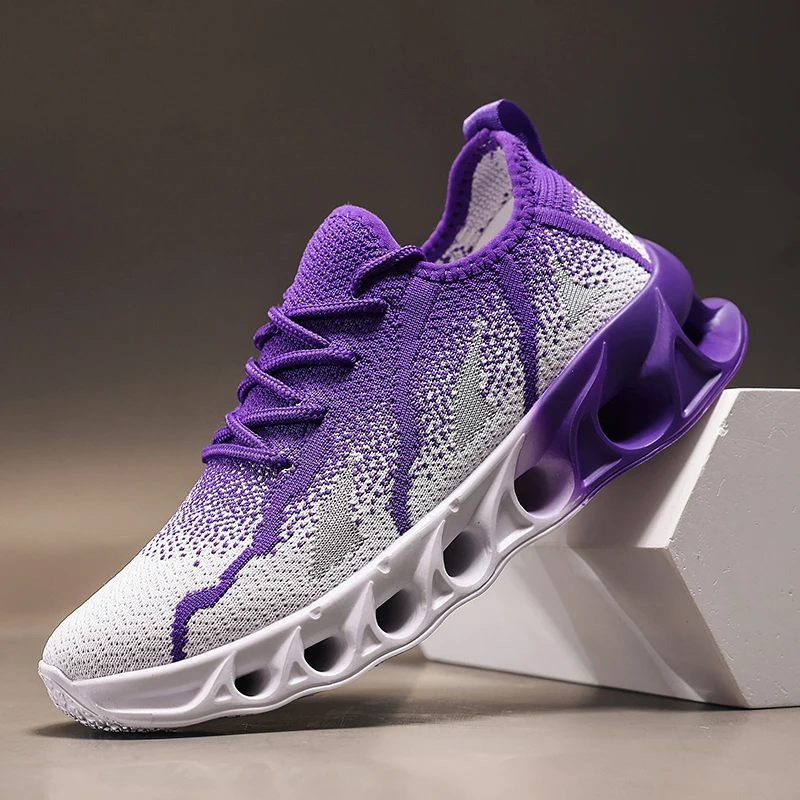 

Purple Women's Running Shoes Breathable Knit Blade Shoes Man Sneakers Lightweight Outdoor Sports Shoes For Men zapatillas hombre