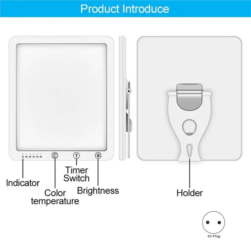 ABLK Portable LED Daylight Lamp 5-Level Brightness 3 Color Temperature SAD Light, Mood-Boosting Light