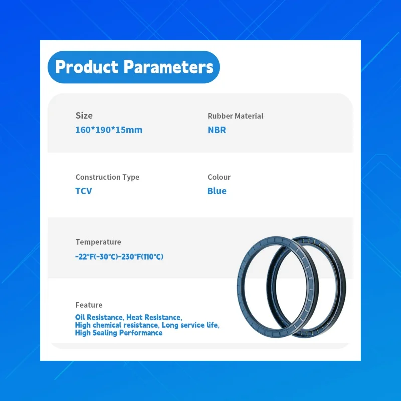 160x190x15mm TCV Leakproof NBR Pressure Oil Seal DMHUI Shaft Seal Fit for Engineering Hydraulic Pump Rotary Components