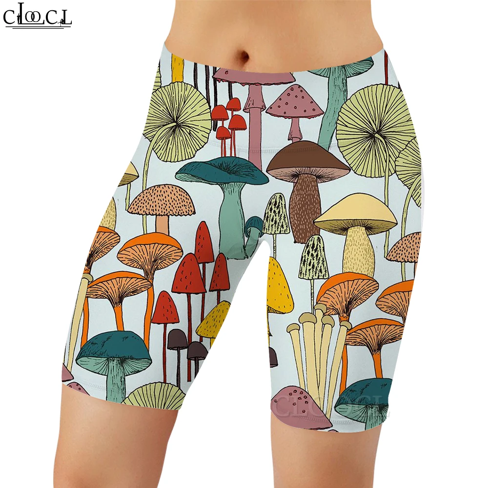 CLOOCL Fashion Women Legging Shorts Cute Cartoon Mushroom Pattern 3D Printed Casual Leggings Gym Workout Quick Dry Sports Pants