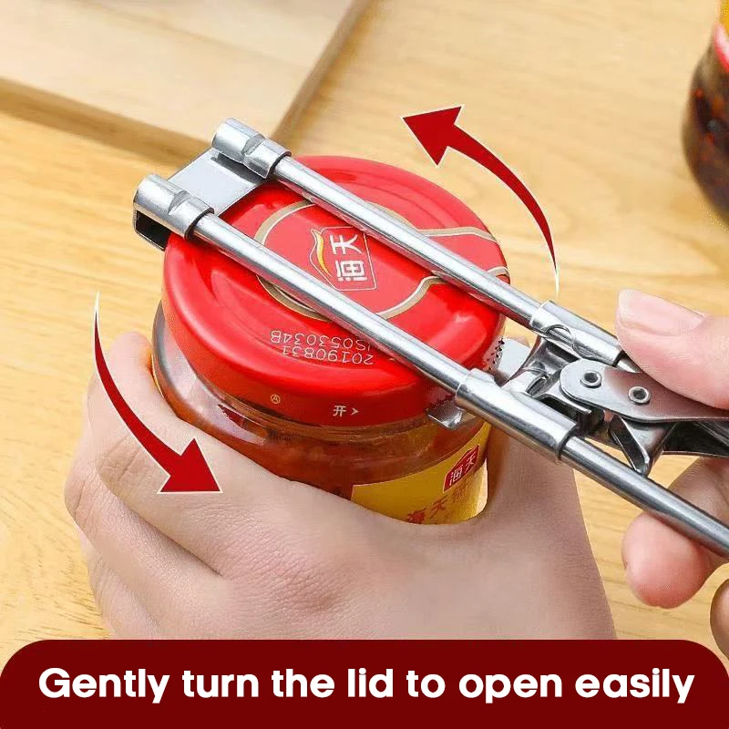Adjustable Multi-Function Bottle Opener For Kitchen Tools Stainless Steel Lids Off Jar Opener Labor-Saving Screw Can Opener