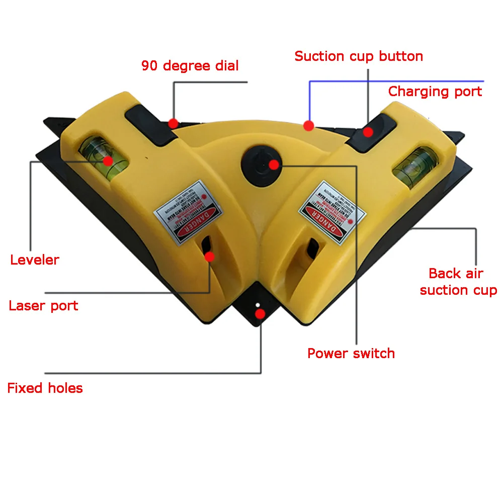 Infrared Laser Right-Angle Meter, 90-Degree Ground Line Level Ruler, Strong Light, High-Precision Line Projection Instrument