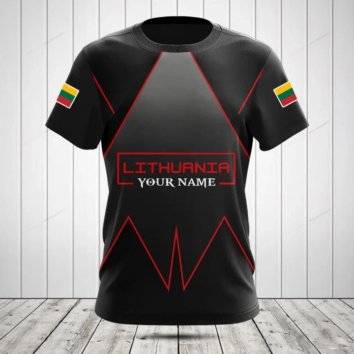 Custom Name Summer Casual Lithuania Flag Graphic T-shirts Cool Men's Fashion Jersey Soft Short Sleeve Tops Fast Dry Sportswear