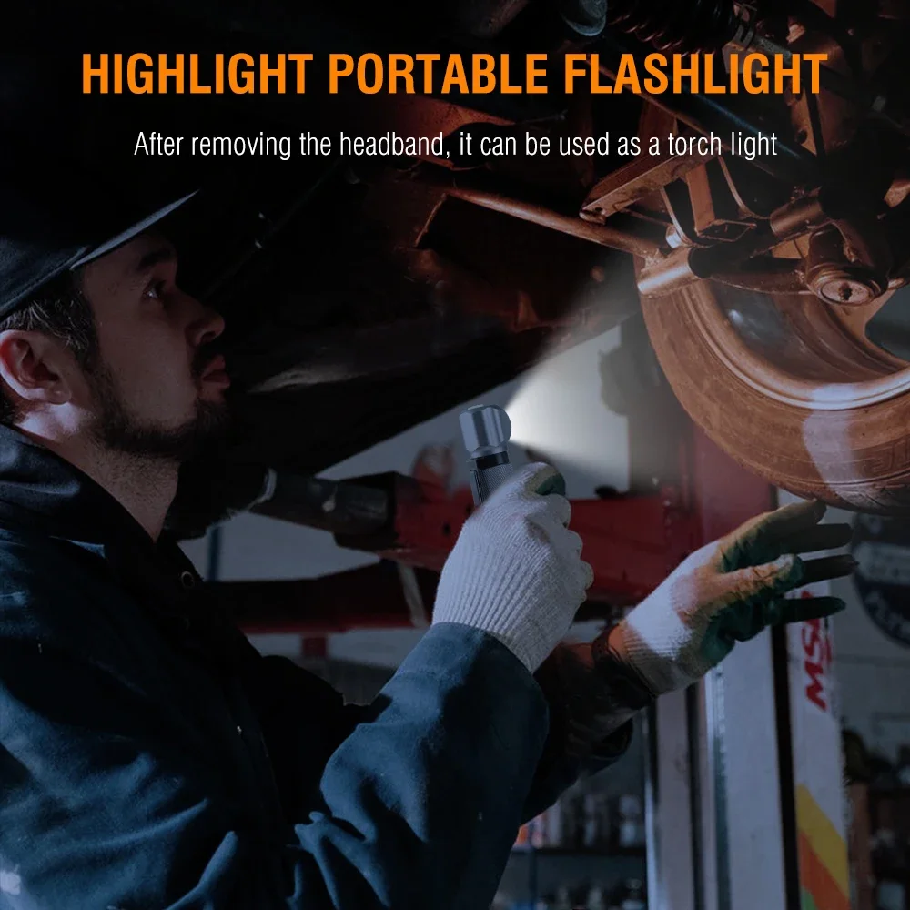 BORUiT 1000LM LED ヘッドランプ防水 3 モード直角懐中電灯軽量強力なヘッドトーチキャンプや狩猟用