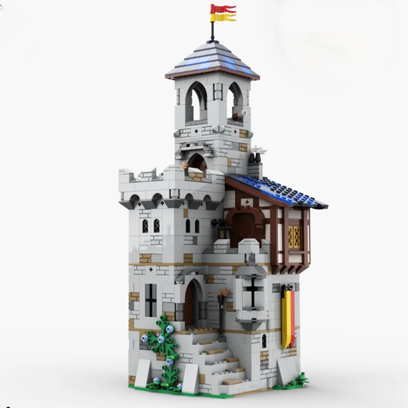 1366pcs MOC Modular Castle Keep Lion Knights Medieval Fortress Model Building Blocks Module Diorama Figure Ship Robot Toy Gift