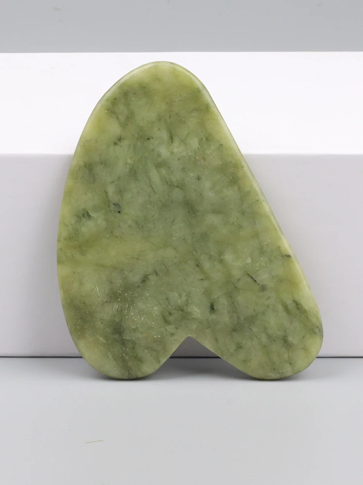 Natural Jade Gua Sha Tool Xiuyan Jade Heart-shape Face Massager Neck Body Massage Skin Guasha Scrape
