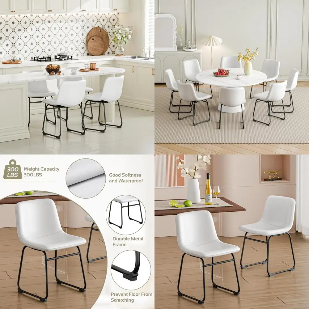 مجموعة من 4 كراسي مطبخ من الجلد الصناعي مع أرجل معدنية لتناول الطعام واستخدام البيسترو #1