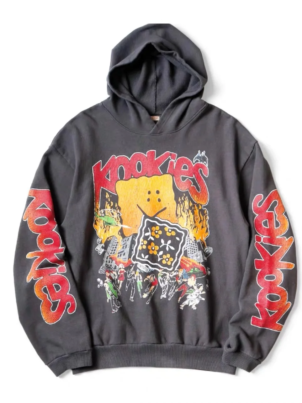 

KAPITAL 25AW Винтажное худи с начесом и принтом, повседневная хлопковая толстовка свободного кроя для весны, осени и зимы