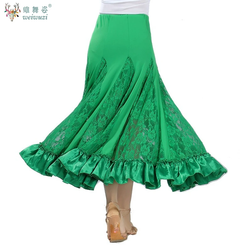 Traje de competición de Danza moderna de Tango para mujer, falda de baile de salón de vals Flamenco, falda larga española de Swing grande clásica