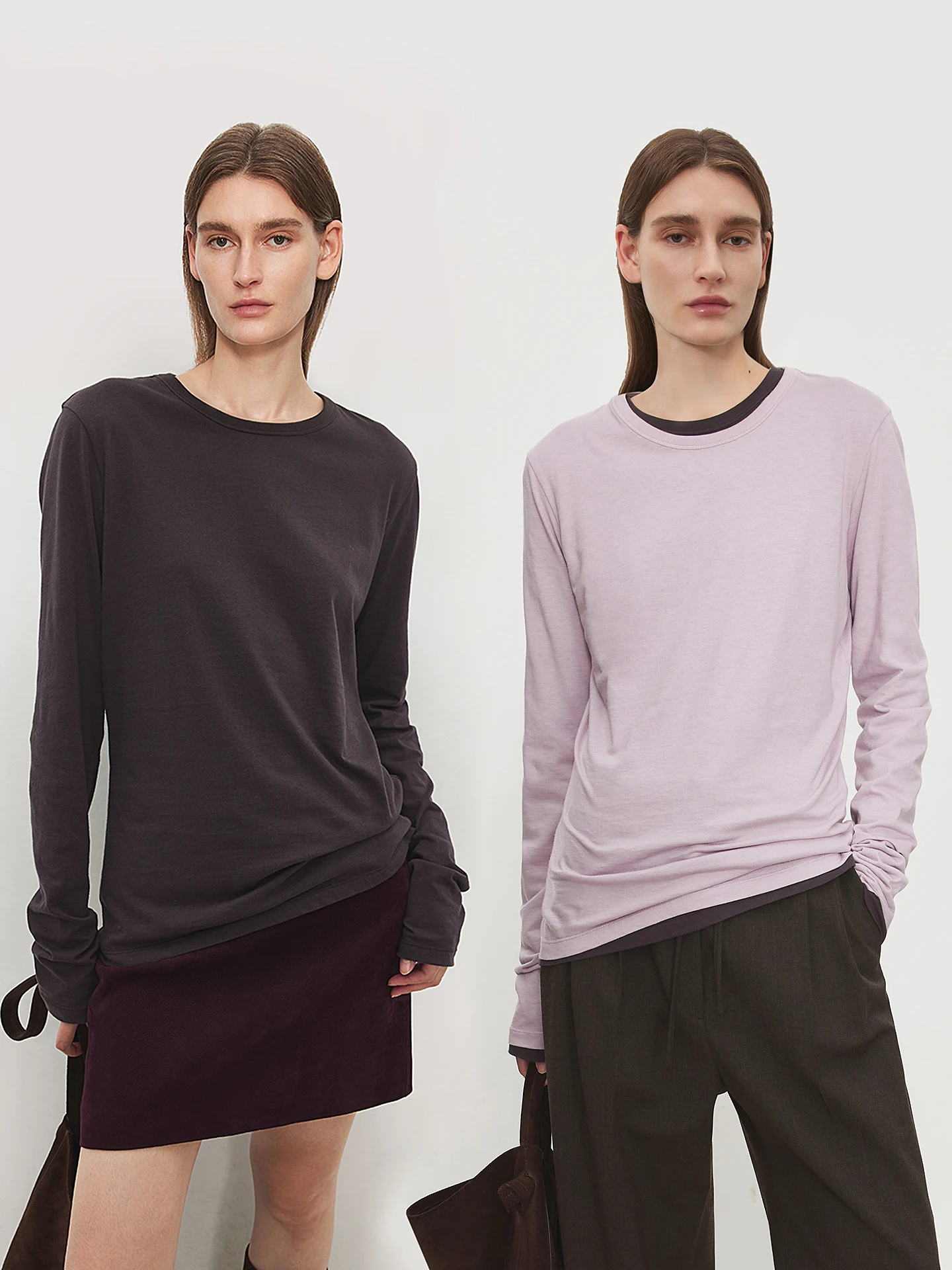 

Футболка High Densi из чистого хлопка Long Sve, приятная для кожи, мягкая драпировка, базовый слой, классический универсальный топ с охватыми плечами