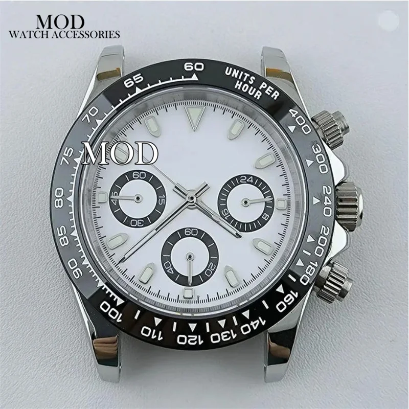 39mm VK63 Case Panda Dial Hands Stainless Steel Bracelet for MOD Daytona VK63 Movement Chronograph Mens Waterproof Watch Parts view 3