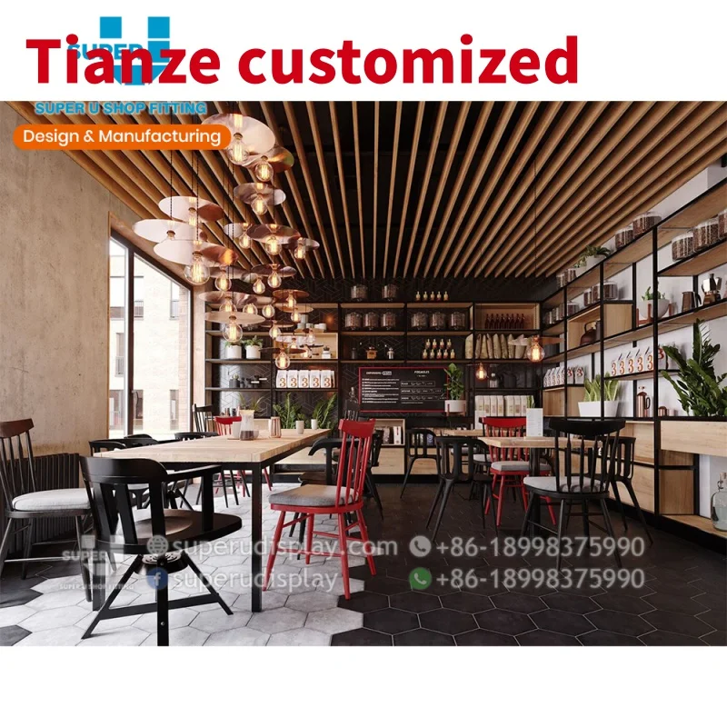 

(customized)Retail Coffee Shop Decoration Shopfitting Services Professional Supplier Attractive Cafe Kiosk Design Fancy