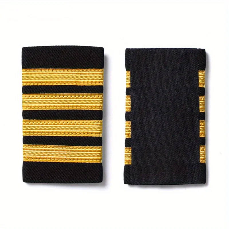 1 Pair Clothing Decor Epaulettes Professional Pilots Uniform Epaulets 4 Bars Shirts Craft Garment DIY Accessory Shoulder Badges