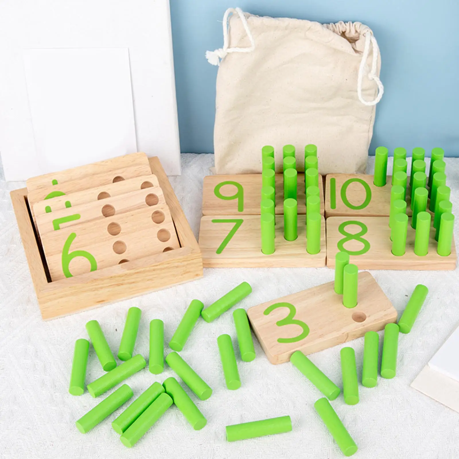 Wooden Mathematical enlightenment Counting Stick Math Number Learning Box Inserting Children Blocks Math Toys