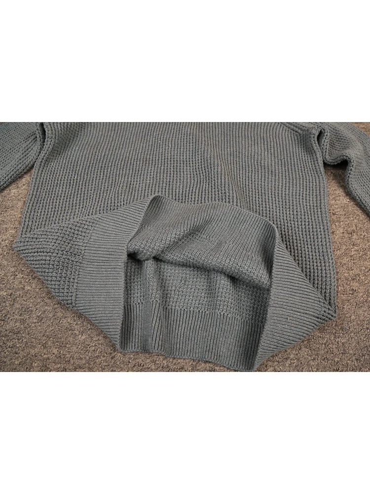 

Men's Waed Vintage Knitted Sweater f Zip Hooded Autumn Winter Sle Long Sve Stand Collar No Brand Registered Trademark