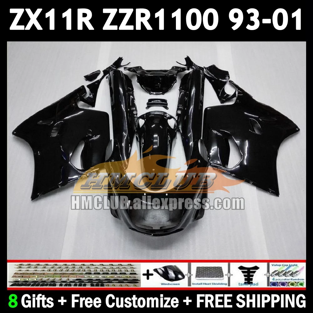 ZX-11R For KAWASAKI NINJA ZX11 gloss black ZZR 1100 ZX 11 11R 175No.22 ZZR1100 ZX11R 1993 1994 1995 1996 97 98 99 00 01 Fairing