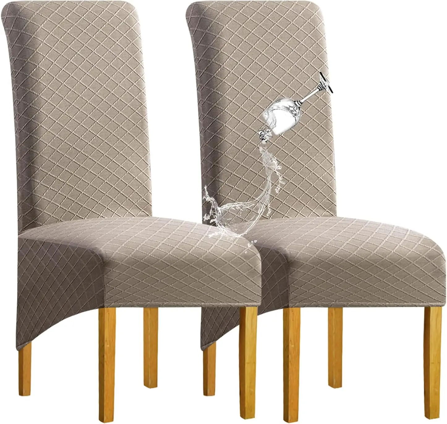 

Waterproof Xl/Oversized Dining Chair Cover, Parsons Chair Covers(Khaki, Set Of 2(Xl))