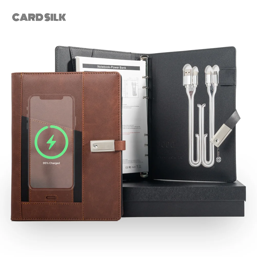 

A5 Wireless Charging Notebook with Phone Pocket & USB Drive – Practical Planner for Daily Work & Travel