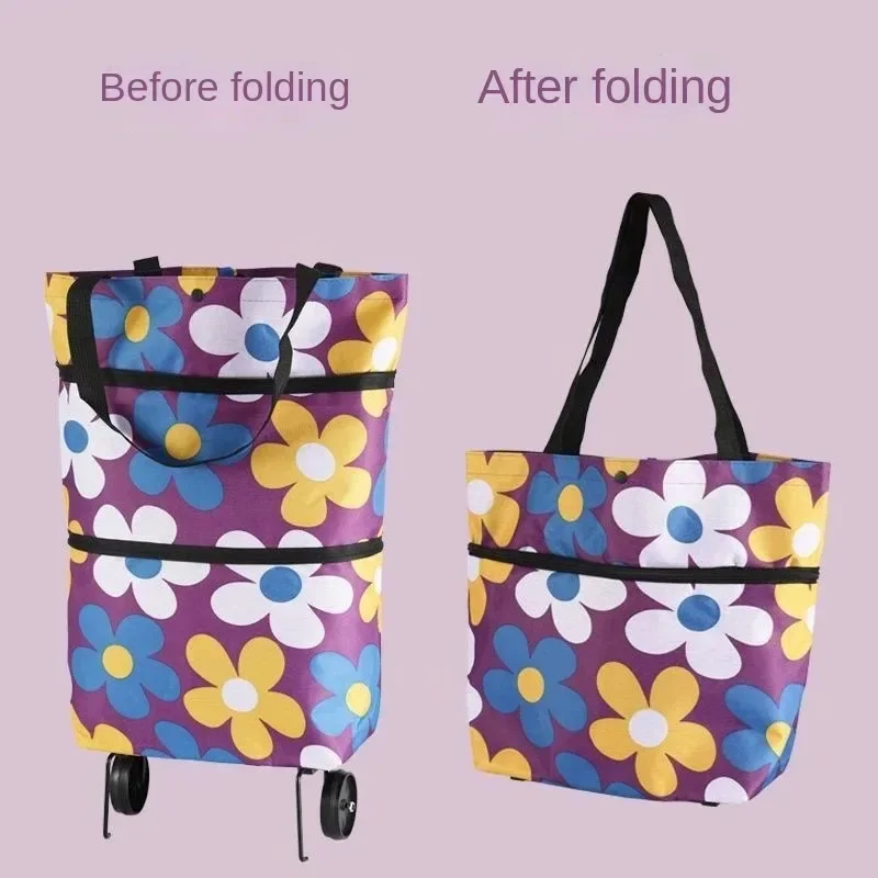 

New Folding shopping cart wheels bag Oxford cloth shopping trolley handcart household trolley Supermarket Bag