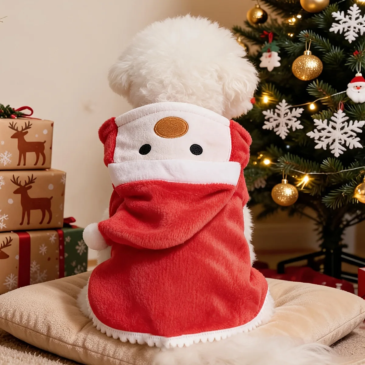 Christmas Pet Dog Cat Clothes Complete New Year Celebration Autumn/Winter Red Clothes Christmas Day Clothing