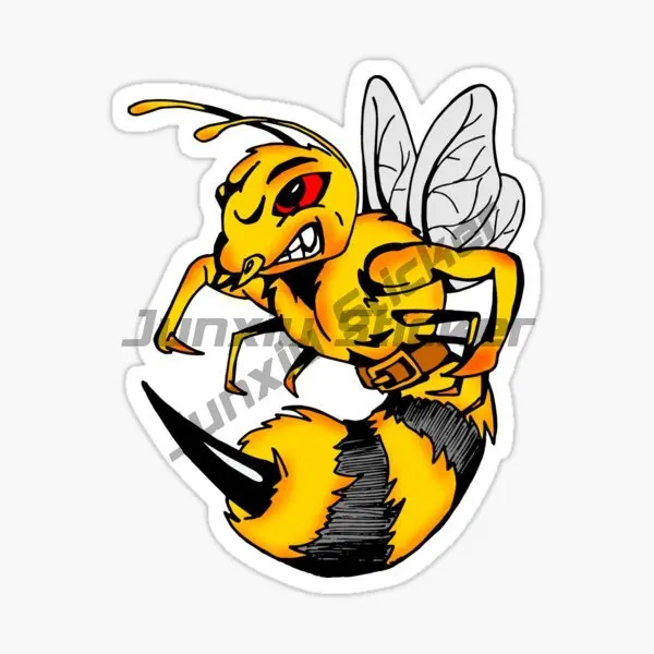 Cartoon Bee Angry Strong Bee Car Sticker Bee Reject  Despise Gesture Motorcycle Car Helmet Car Window Body Stickers Accessories