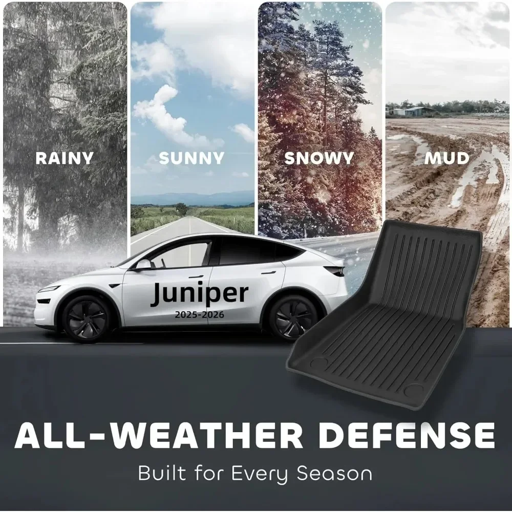 Car Floor Mats For Tesla Model Y Juniper 2025 2026 TPE All-Weather Trunk Pads Wear-Resistant Cargo Liners Odorless Back Cushion 5