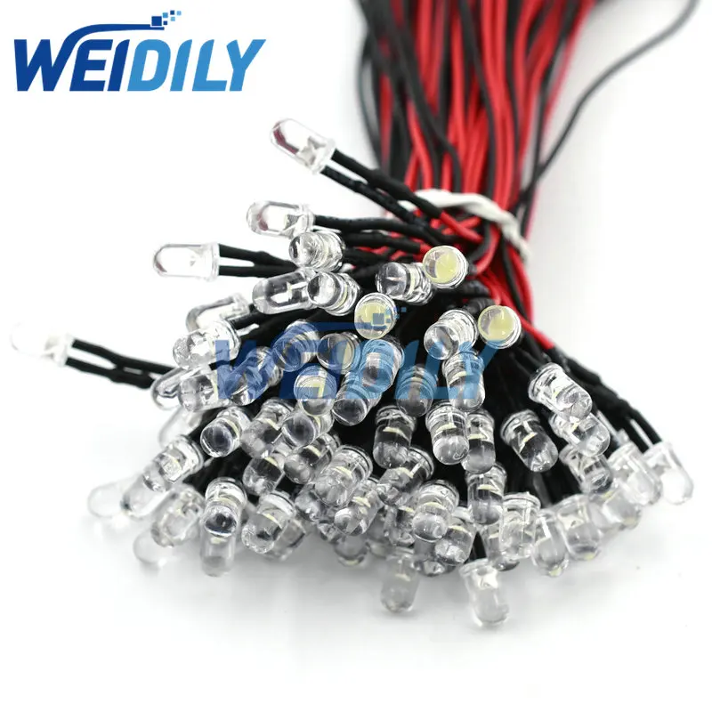 25 szt. 5mm zestaw LED 9V-12V 20cm wstępnie okablowany biały czerwony zielony niebieski żółty dioda zestaw dekoracja lampy dioda