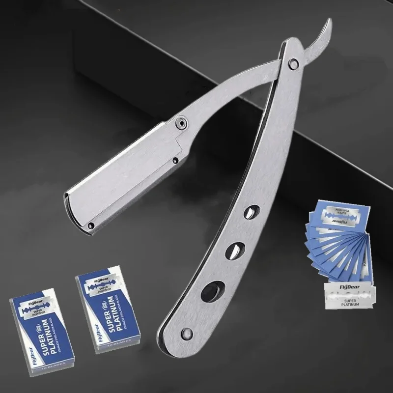 Men's Shaver, Stainless Steel Manual Scraper Blade, Folding Shaver Hair Salon, Retro Old Style Shaver