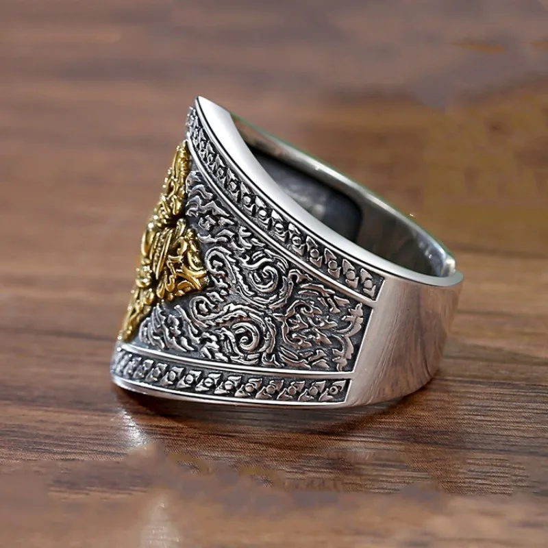 Vintage Punk Exquisite Pattern Punk Adjustable Ring with Cool Personality Party Matching Accessories Texture Boyfriend Gift