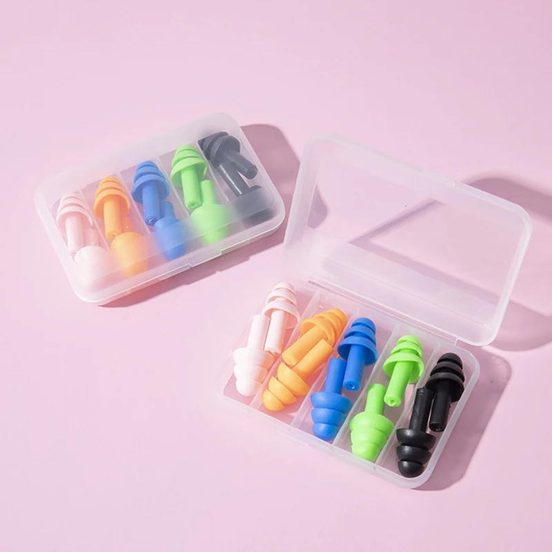 

Colorful Silicone Earplugs 5Pairs Noise Reducing Ear Protectors Waterproof Ear Protection Travel Sleeping Diving Swimming QC-ZYF