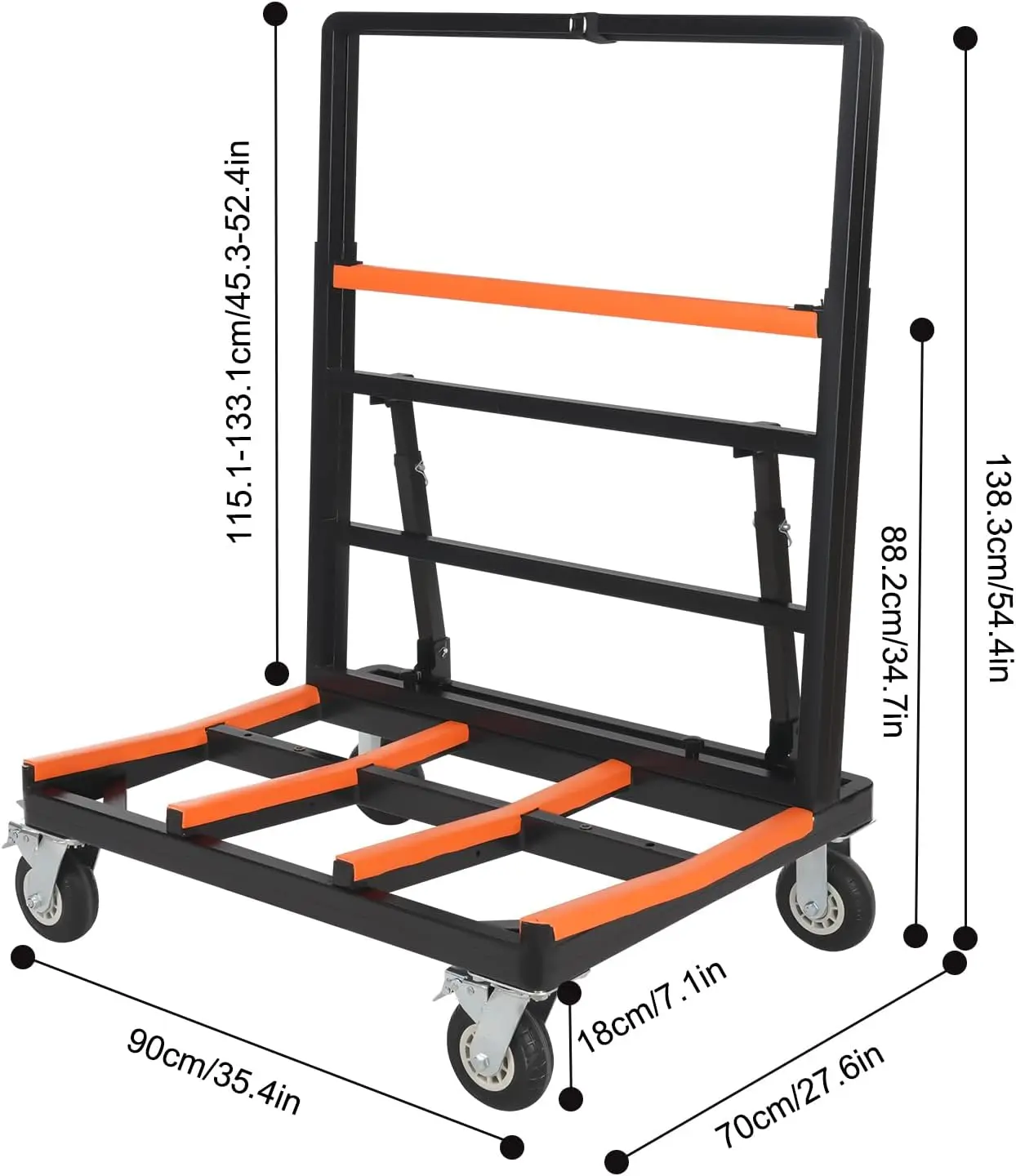 Folding Drywall Cart Heavy Duty, Panel Cart Load 2200Lbs Capacity, Drywall Dolly With 6