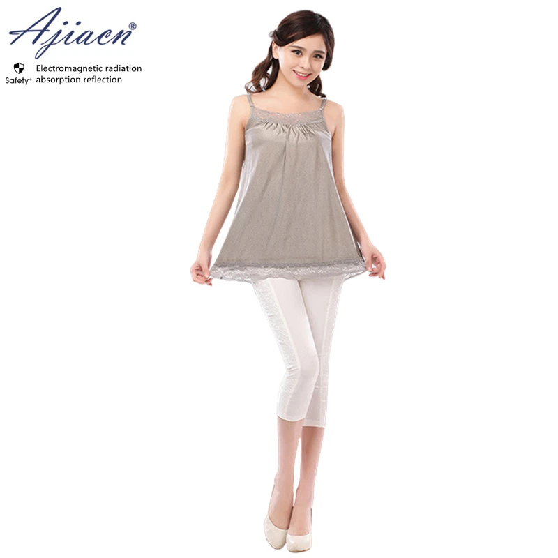 Genuine Electromagnetic radiation protective 100% silver fiber knitted fabric maternity slip dress EMF shielding camisole dress