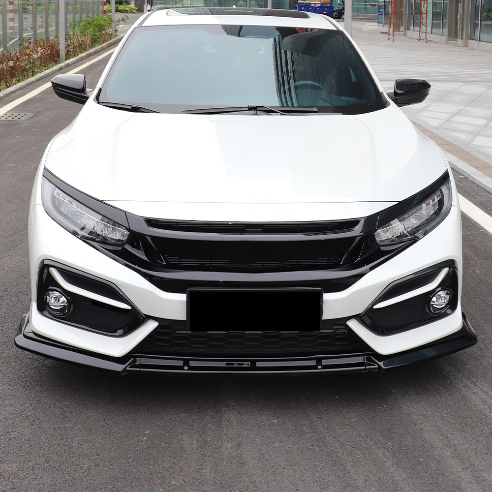 

Glossy Black Car Front Bumper Splitter Lip Diffuser Body Kit Spoiler Guard For Honda Civic Hatchback 2017 2018 2019 2020 2021