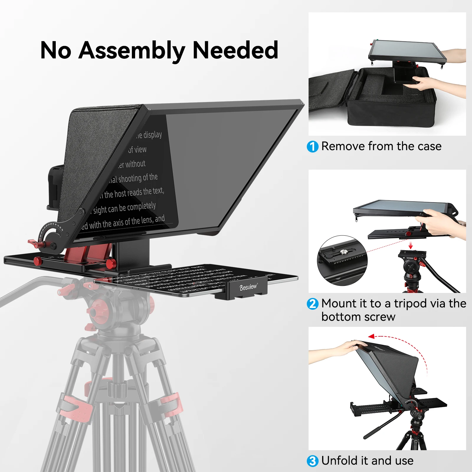 Desview P13 P15 P17 Teleprompter, Aluminum Alloy 17 inch Professional Prompter for Phone iPad for Online Teaching Live Streaming