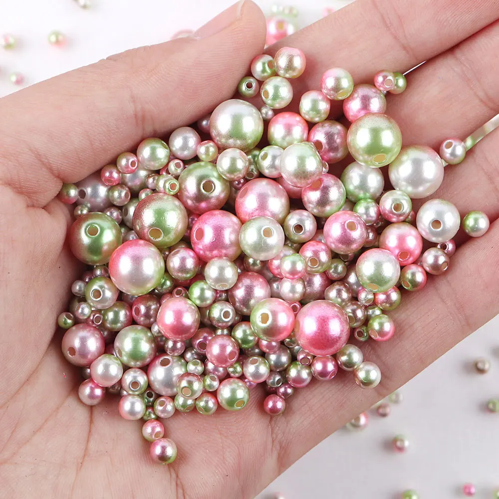 Mix Size 3-10mm Gradient Mermaid Pearls Beads Round ABS Imitation Pearl With Hole For DIY Je