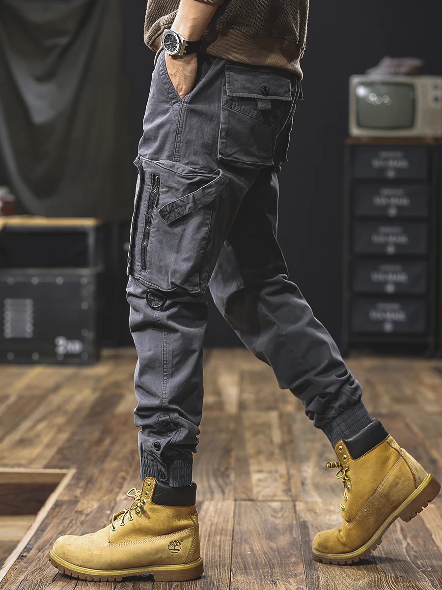 

Мужские элитные американские рабочие брюки с манжетами, повседневные эластичные осенние длинные брюки с несколькими цветами, модные свободные брюки...