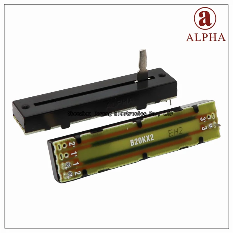 Taiwan Aihua ALPHA RA45D1F-211-15D1 straight sliding potentiometer 75MM 0B10K/0B20K×2D single tripod length 15MM with cap