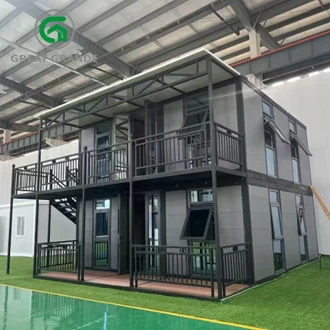 Two Floors Container Villa House With Terrace Modern Prefab Living Cabin 40Ft Modified Expandable Home for Living