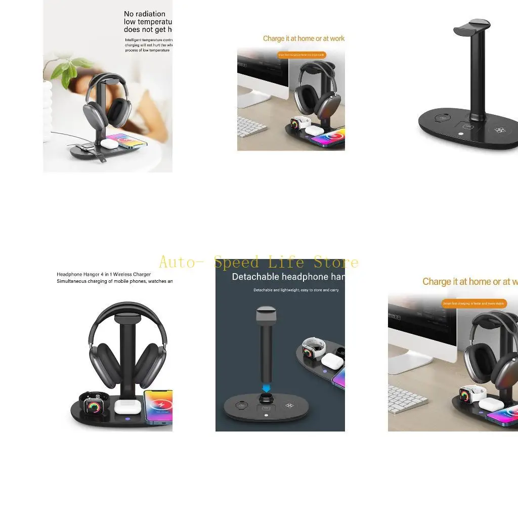 02DA 4in 1 Wireless Stand Charging Dock for Headphone Earphone Watch Phone