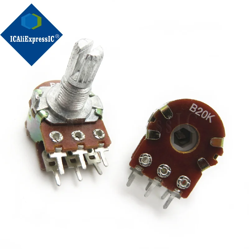 생크 길이 5 개, 6 피트, 15mm 이중 전위차계 WH148 B20K