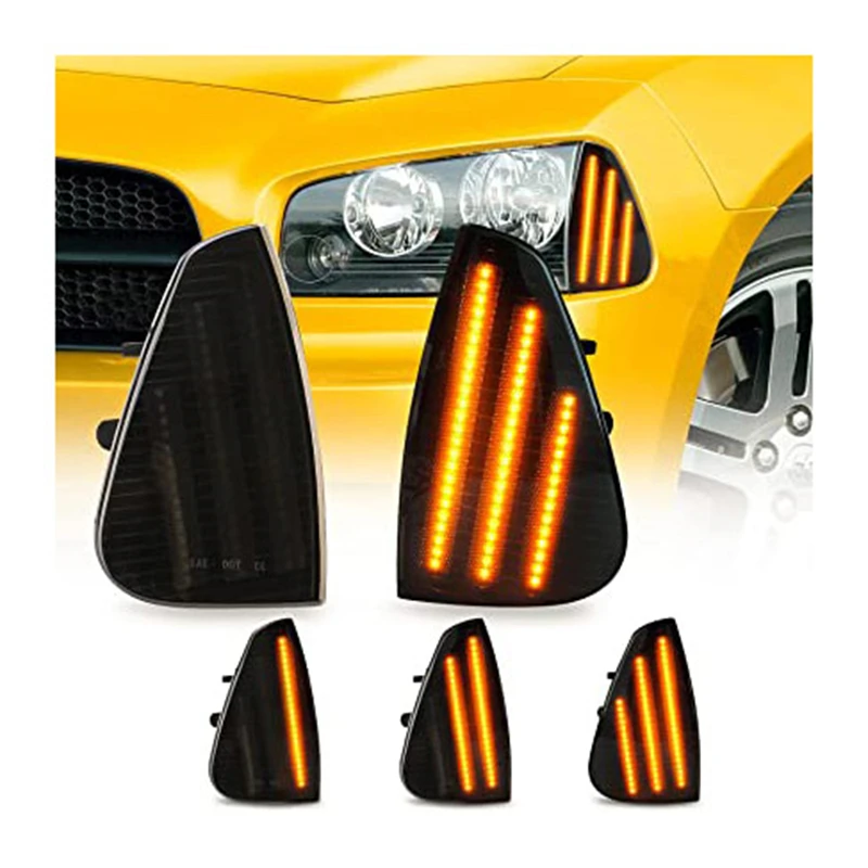 

2 шт. дымчатые светодиодные угловые фонари для Dodge Charger 2006-2010 гг., дымчатый капот, постоянный свет, вода T10, бесконечная вилка, авто лампа