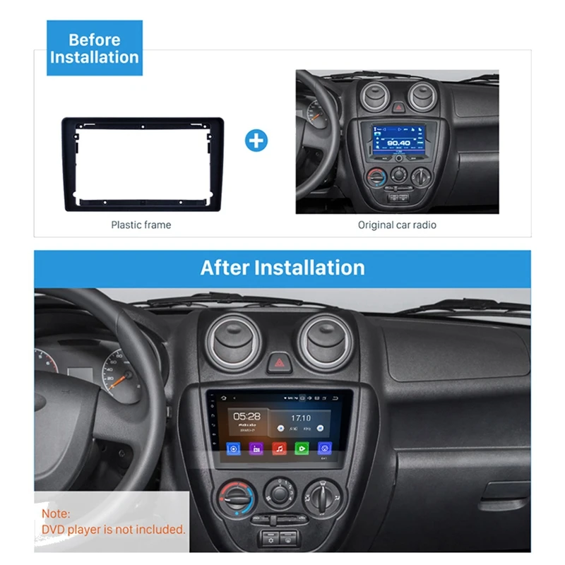 5X 2Din 9 Inch Car Control Fascia Audio Frame Radio Stereo Panel For Lada Granta 2011 - 2017 Fascia Frame