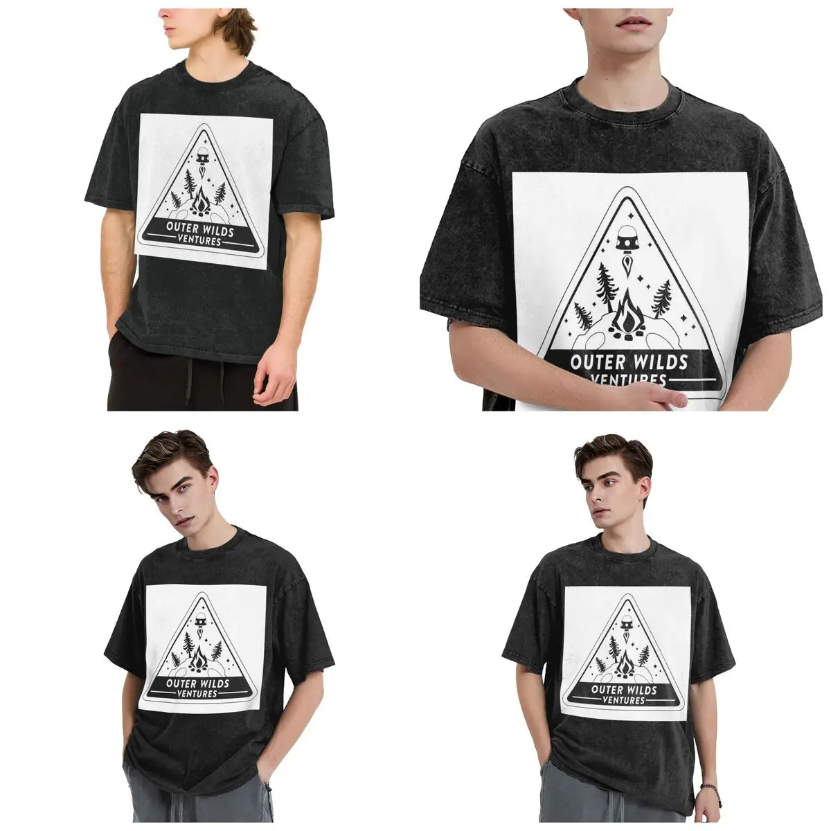 Streetwear T-Shirts Outer Wilds Ventures Patch Washed T Shirt Short Sleeve Hip Hop T-Shirt Tops Tees for Men Women