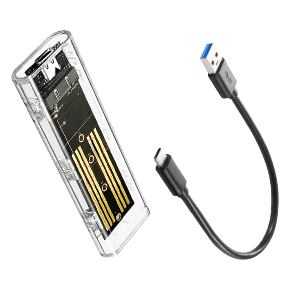 M.2 NGFF SATA Tipo C USB 3.1 Custodia SSD esterna trasparente Custodia SSD da 10 Gbps Adattatore SSD esterno per 2230 2242 2260 2280