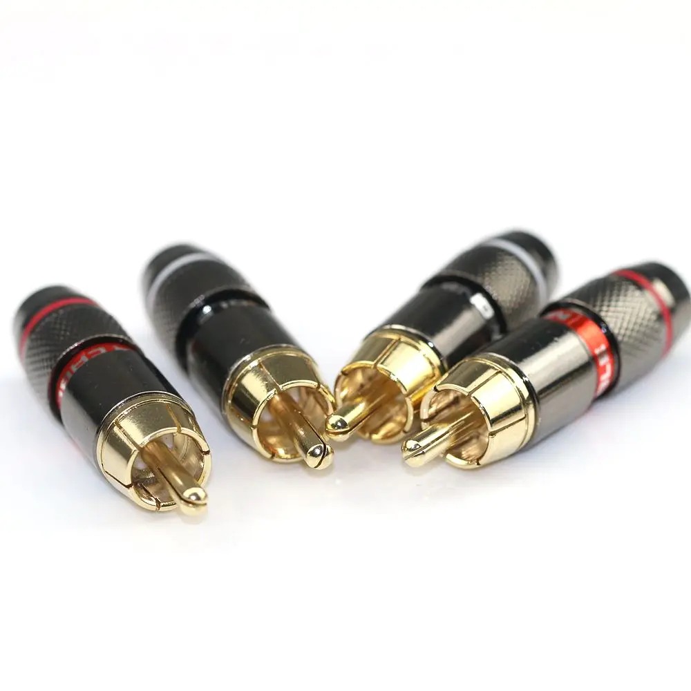 High Quality American Monster RCA Lotus Plug 24K Gold differential AV Video head Audio signal cable plug tail hole diameter 6mm